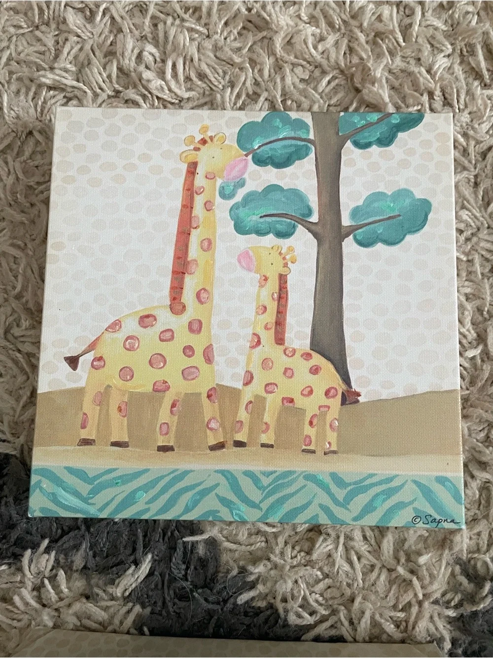 Sapna Set of 4 Nursery Jungle Animal Wall Art Set Neutral Blue, Yellow, Green